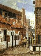 Jacobus Vrel Street Scene with Two Figures Walking Away oil painting artist